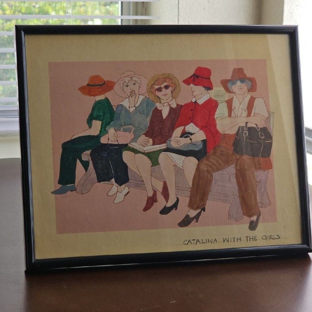 Vintage Retro Art Deco Drawing Catalina With The Girls - Catalina Wine Mixer